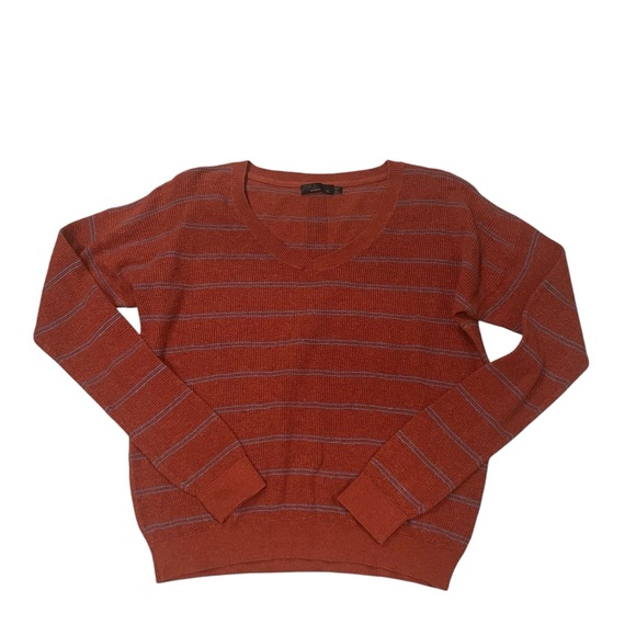 PrAna Milani V-Neck Lightweight Waffle Knit Striped Sweater - Picture 10 of 11